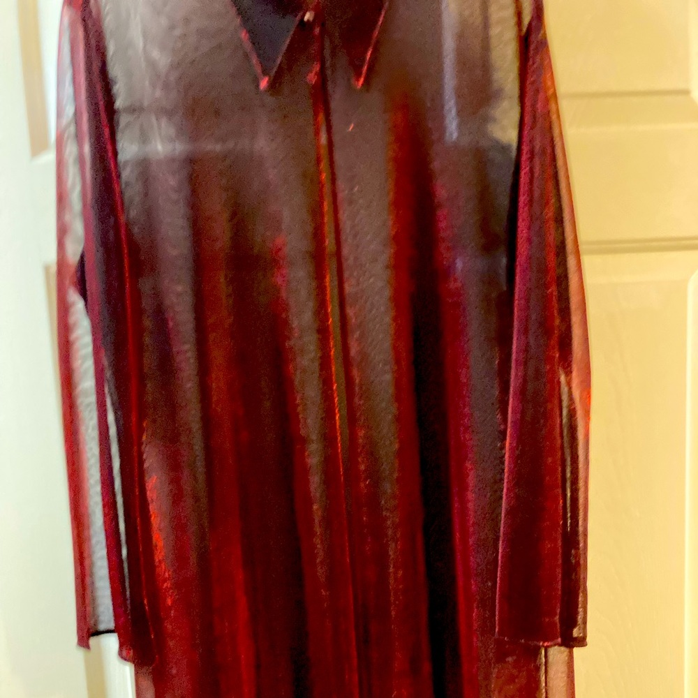 Sheer jacket with one button at the top look good over a black
